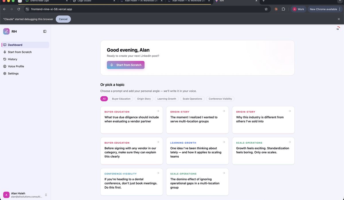 RIH Content Workflow Tool screenshot